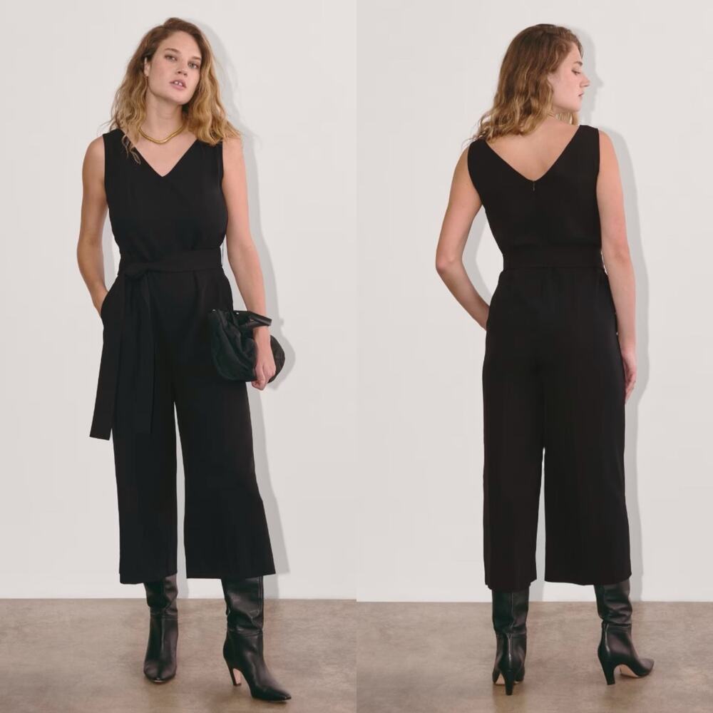 Everlane Japanese GoWeave Jumpsuit Sleeveless Wide Leg Black Women 0 NWOT